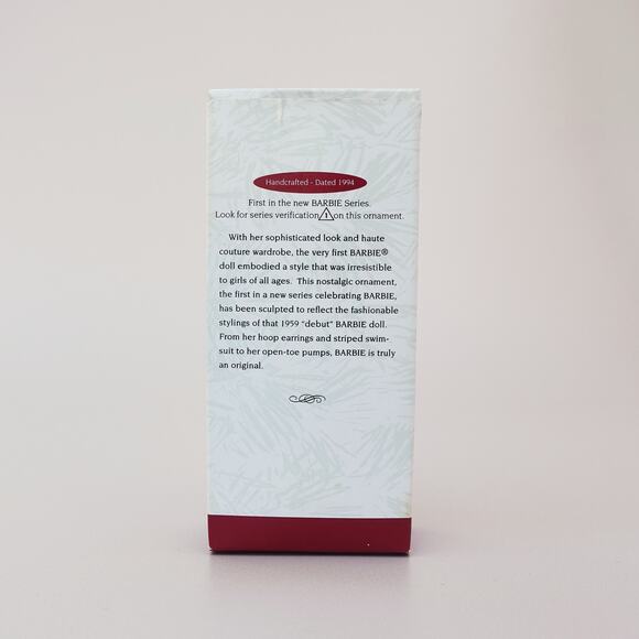 Beach Barbie 1959 Debut 1994 Hallmark Christmas Ornament #1 Black White Swimsuit - Picture 2 of 9